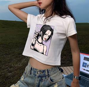 Osaki Nana Baskılı Beyaz Crop