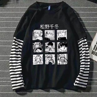 Oversize Anime Tokyo Revenger Uzun Kollu Kolaj Siyah T-shirt