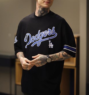 Oversize Dodgers Unisex Siyah T-Shirt