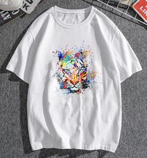 Painted Lion Baskılı Beyaz Unisex Oversize T-shirt