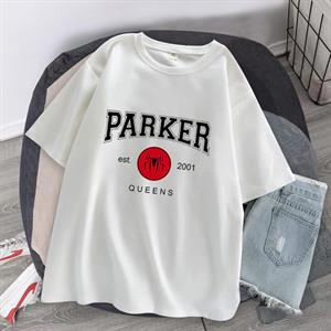 Parker Spider Baskılı Beyaz Unisex Oversize T-shirt