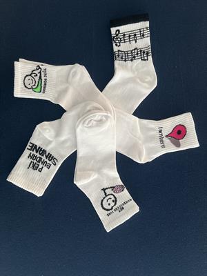 Peki Bundan Sanane Unisex Beyaz Kolej Çorap