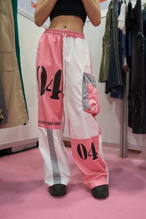 Pembe Streetwear Detail Oversize Unisex Eşofman Altı