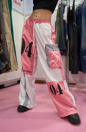 Pembe Streetwear Detail Oversize Unisex Eşofman Altı