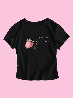 Pink Strawberry Fruit Siyah Body Crop