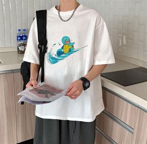 Pokemon Squirtle Baskılı Beyaz Unisex Oversize T-shirt