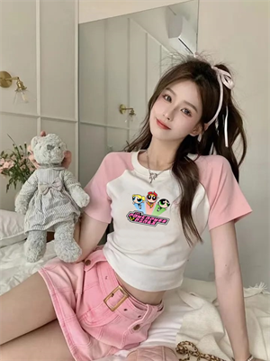Powerpuff Girls Reglan Kol Beyaz Crop