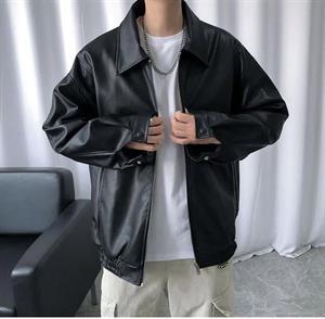 Punks Not Dead Baskılı Streetwear Siyah Oversize Unisex Astarlı Deri Ceket