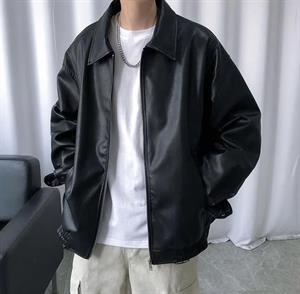 Punks Not Dead Baskılı Streetwear Siyah Oversize Unisex Astarlı Deri Ceket