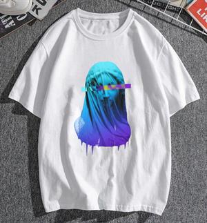 Purple Art Baskılı Beyaz Unisex Oversize T-shirt