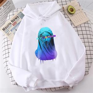 Purple Art Beyaz Unisex Kapüşonlu Oversize Sweatshirt Hoodie