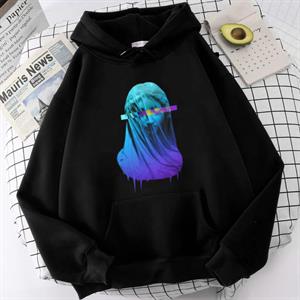 Purple Art Siyah Unisex Kapüşonlu Oversize Sweatshirt Hoodie
