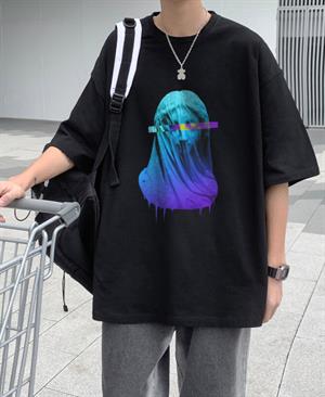 Purple Art Siyah Unisex Oversize T-shirt