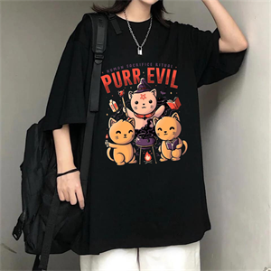 Purr Evil Siyah Oversize Unisex T-Shirt