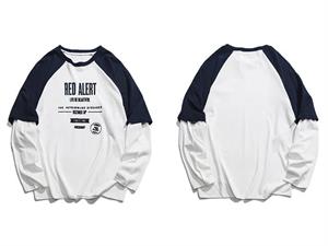 Red Alert Baskılı Fake Sleeves Reglan Kol Unisex Beyaz T-shirt