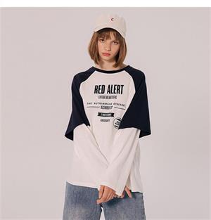 Red Alert Baskılı Fake Sleeves Reglan Kol Unisex Beyaz T-shirt