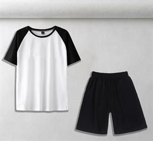 Reglan Kol Beyaz T-shirt & Siyah Şort Unisex Oversize İkili Takım