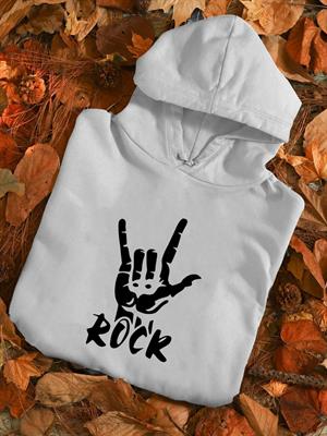 Rock Beyaz Unisex Kapüşonlu Oversize Sweatshirt Hoodie