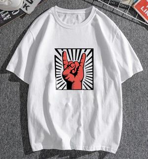 Rock Hand Beyaz Unisex Oversize T-shirt