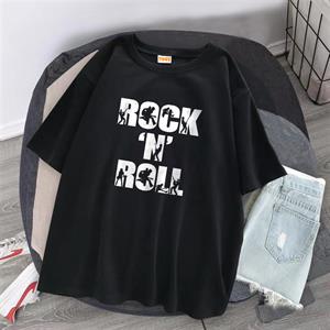 Rock N Roll Siyah Unisex Oversize T-shirt