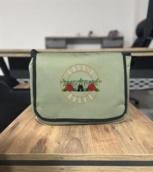Rock Serisi Guns N Roses Baskılı Unisex Yeşil Postacı Çantası