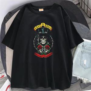 Rock Serisi Guns N Roses Skull Siyah Unisex Oversize T-shirt