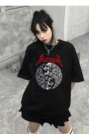 Rock Serisi Metallica Siyah Unisex Oversize T-shirt