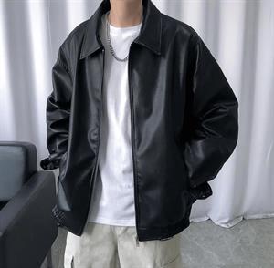Rock Serisi Motorhead Baskılı Streetwear Siyah Oversize Unisex Astarlı Deri Ceket