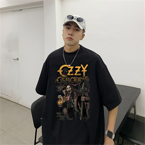Rock Serisi Ozzy Osbourne  Baskılı Siyah Unisex Oversize T-shirt