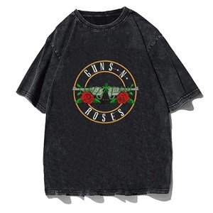 Rock Serisi Yıkamalı Guns N Roses Unisex Eskitme T-shirt