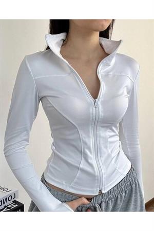 Rover Basic Slim Fit Fermuarlı Bluz