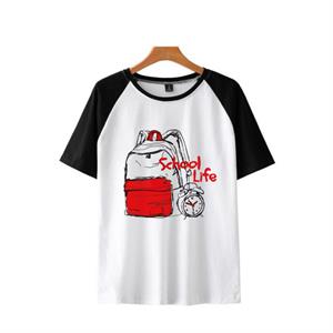 School Life Baskılı Reglan Kol Beyaz Unisex Oversize T-shirt