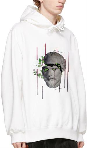 Sculpture Art Leaf Beyaz Unisex Kapüşonlu Oversize Sweatshirt Hoodie