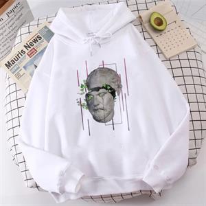 Sculpture Art Leaf Beyaz Unisex Kapüşonlu Oversize Sweatshirt Hoodie