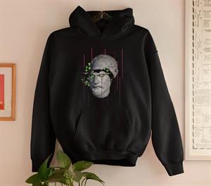 Sculpture Art & Leafs Siyah Unisex Kapüşonlu Oversize Sweatshirt Hoodie