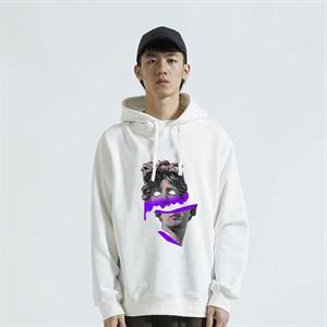 Sculpture Art Purple Beyaz Unisex Kapüşonlu Oversize Sweatshirt Hoodie