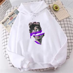 Sculpture Art Purple Beyaz Unisex Kapüşonlu Oversize Sweatshirt Hoodie