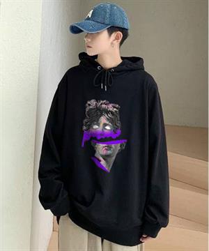 Sculpture Art Purple Siyah Unisex Kapüşonlu Oversize Sweatshirt Hoodie