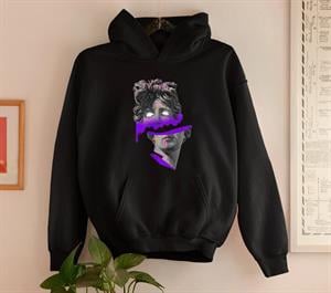 Sculpture Art Purple Siyah Unisex Kapüşonlu Oversize Sweatshirt Hoodie
