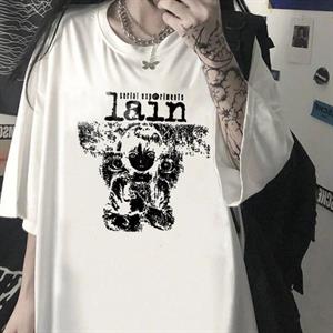Serial Experiments Lain Beyaz Unisex Oversize T-shirt