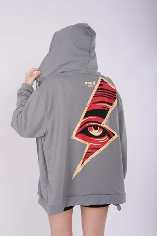 Şimşek Gri Oversize Hırka
