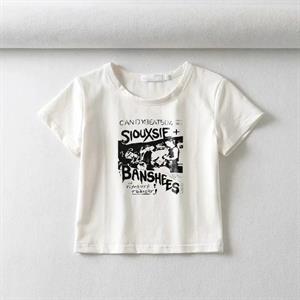 Siouxsie Banshees Baskılı Beyaz Crop