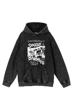 Siouxsie Banshees Baskılı Yıkamalı Vintage Unisex Oversize Kapüşonlu Sweatshirt