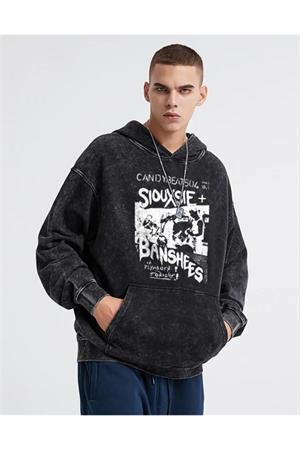 Siouxsie Banshees Baskılı Yıkamalı Vintage Unisex Oversize Kapüşonlu Sweatshirt