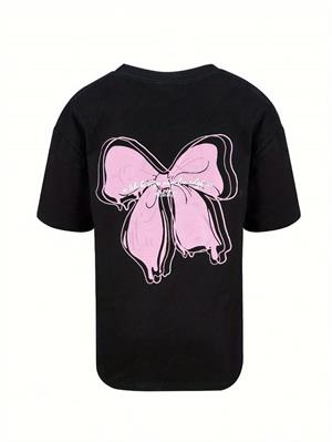 Sırt Baskılı Kurdele Oversize T-shirt