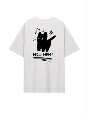 Sırt Baskılı Wow Cat Beyaz Unisex T-shirt