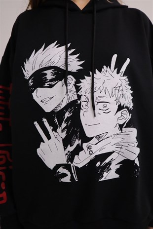 Siyah Kapüşonlu Anime Camisas De Jujutsu Kaisen Sweatshirt