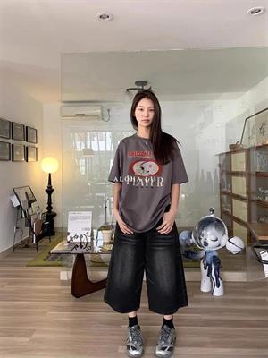 Siyah Yıkamalı Kumaş Y2K Unisex Baggy Oversize Kalıp Kot Pantolon Şort
