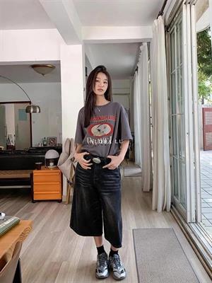 Siyah Yıkamalı Kumaş Y2K Unisex Baggy Oversize Kalıp Kot Pantolon Şort