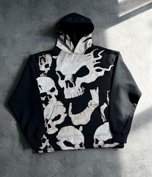 Skull Full Baskı Kapüşonlu Sweatshirt